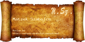 Matzek Szabolcs névjegykártya