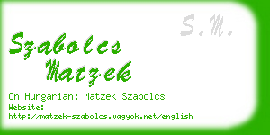 szabolcs matzek business card